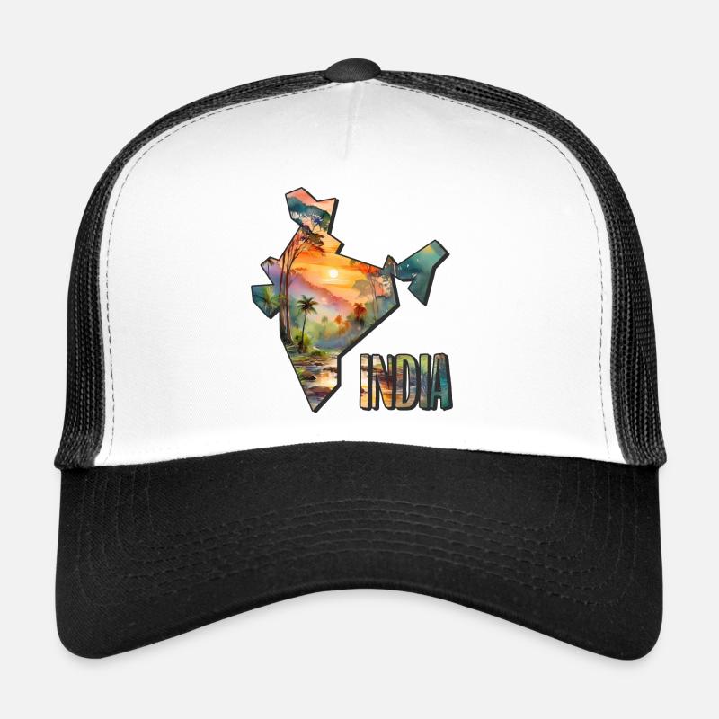 Watercolor Map India Trucker Cap