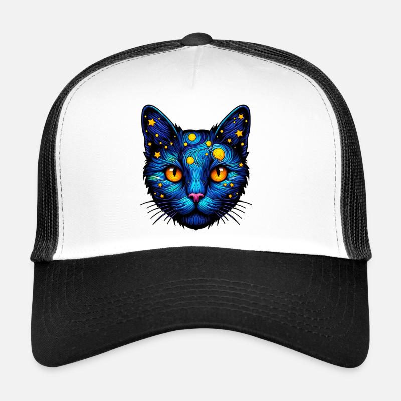 Katze - Trucker Cap - Weiß/Schwarz