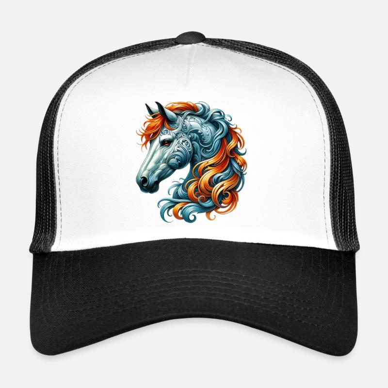 Pferd - Trucker Cap - Weiß/Schwarz