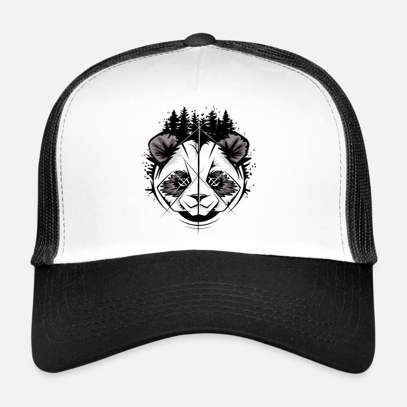 Tête de panda dans le style de la bande dessinée – Illustration forêt et nature Casquette trucker 