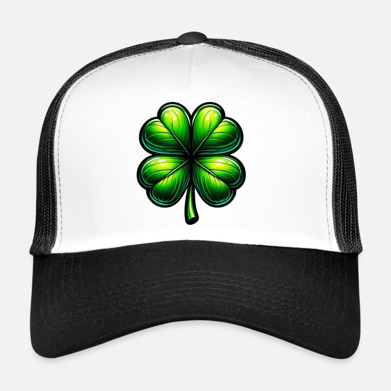 Vierblättriges Kleeblatt - Trucker Cap - Weiß/Schwarz