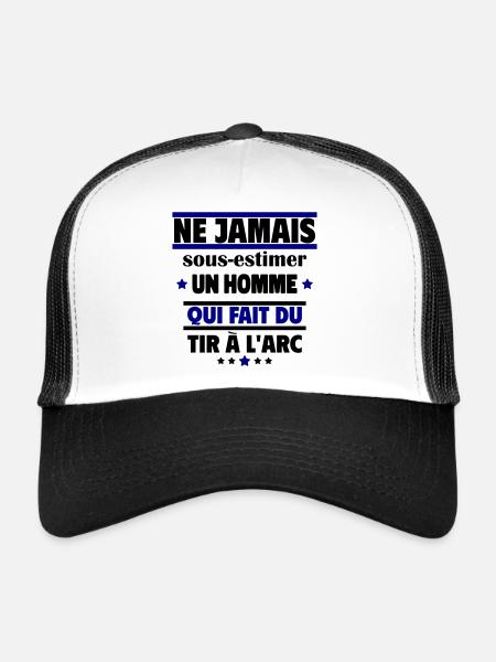 sous-estimer un homme qui fait du tir à l'arc - Casquette trucker  - blanc/noir - Devant