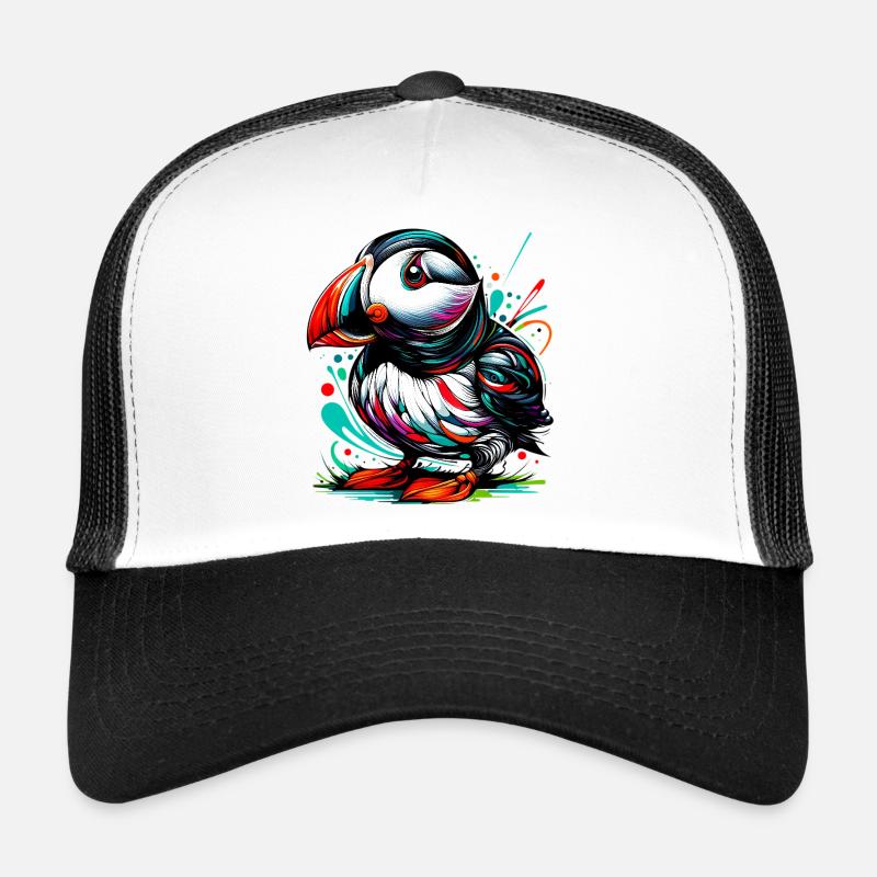 Papageitaucher - Trucker Cap - Weiß/Schwarz