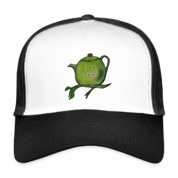 Romantic tea time, green teapot - Trucker Cap - white/black - Front