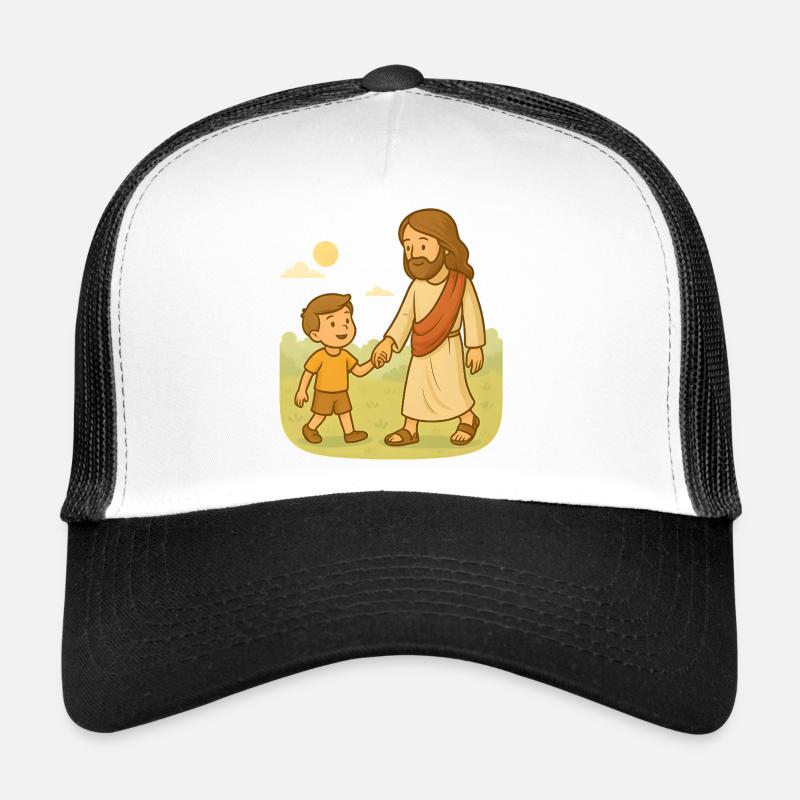 Marcher avec Jésus (garçon) - Casquette trucker  - blanc/noir