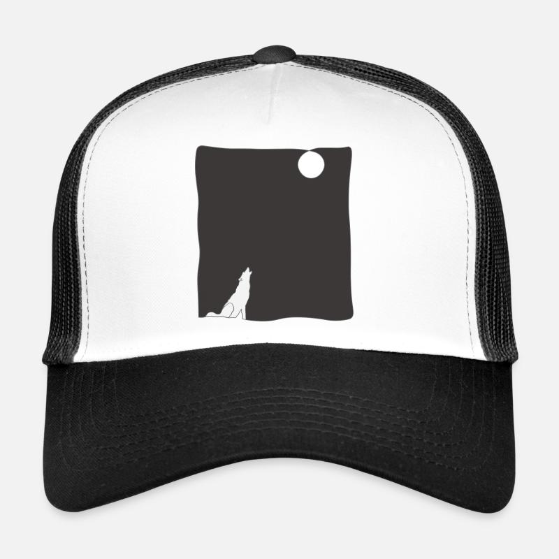 Wolf Howl Line Art Trucker Cap