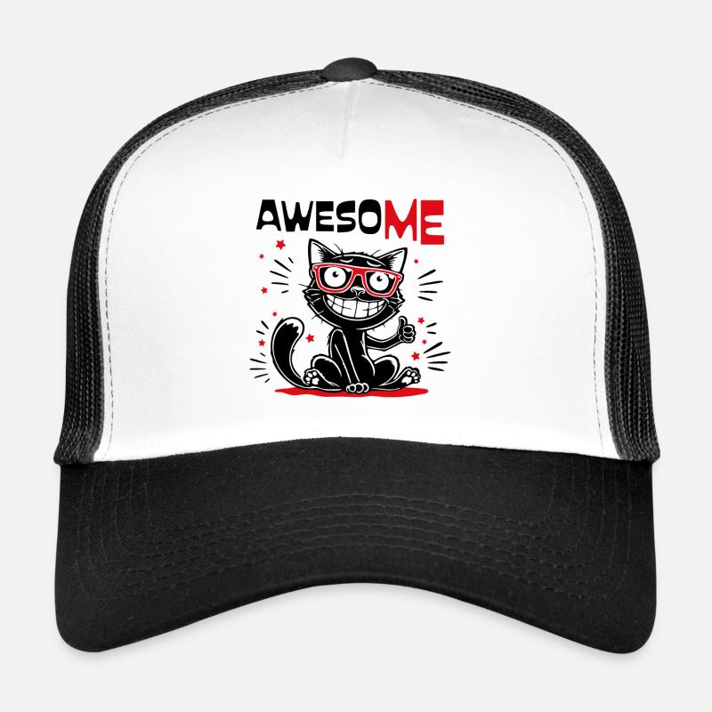 Awesome Black Cat Funny Cool Cat Design Trucker Cap