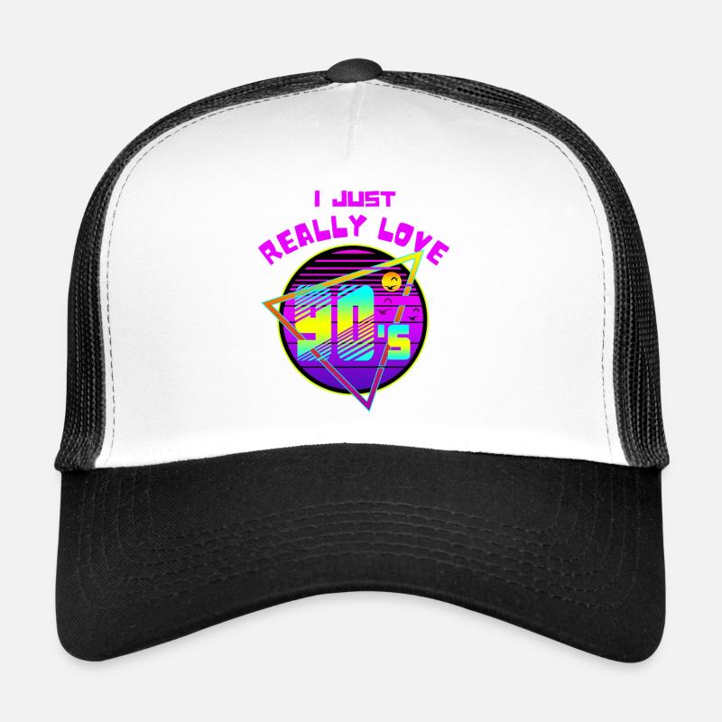 J’AIME VRAIMENT LES ANNÉES 90 - Casquette trucker  - blanc/noir