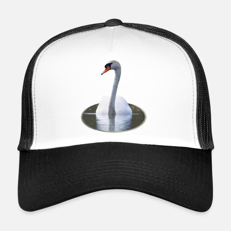 Eleganter Schwan auf ruhigem Wasser Trucker Cap