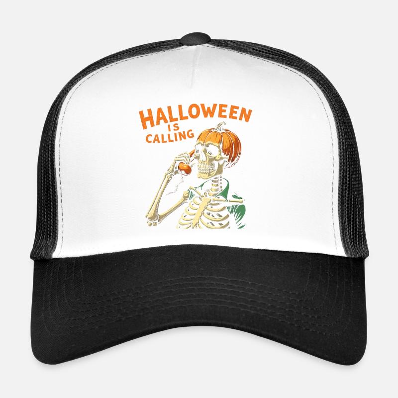 Halloween Skull with Pumpkin Trucker Cap