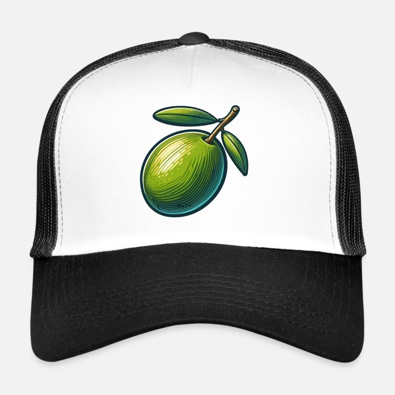 Illustration einer stilisierten grünen Olive Trucker Cap