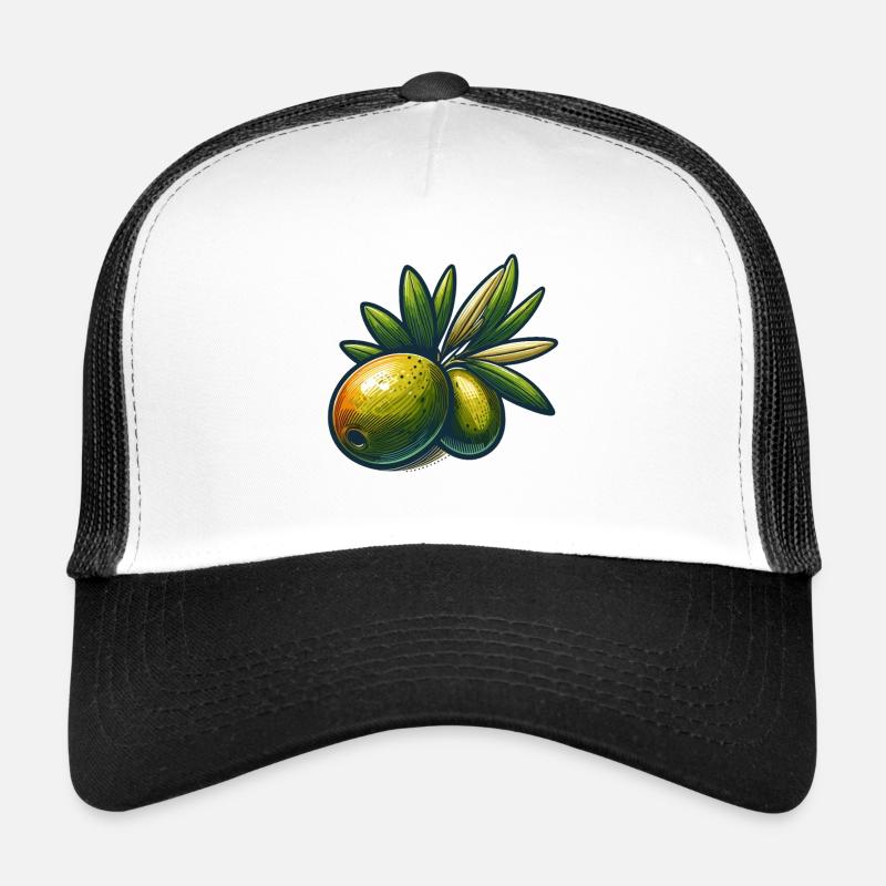 Illustration dOlives et Feuillage Casquette trucker 
