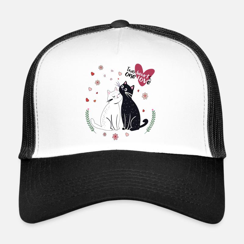 Verspielte Katzen mit Herzen - Trucker Cap - Weiß/Schwarz