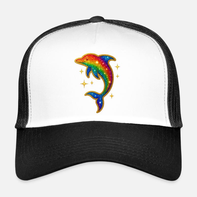 Paillettes de dauphin arc-en-ciel Casquette trucker 