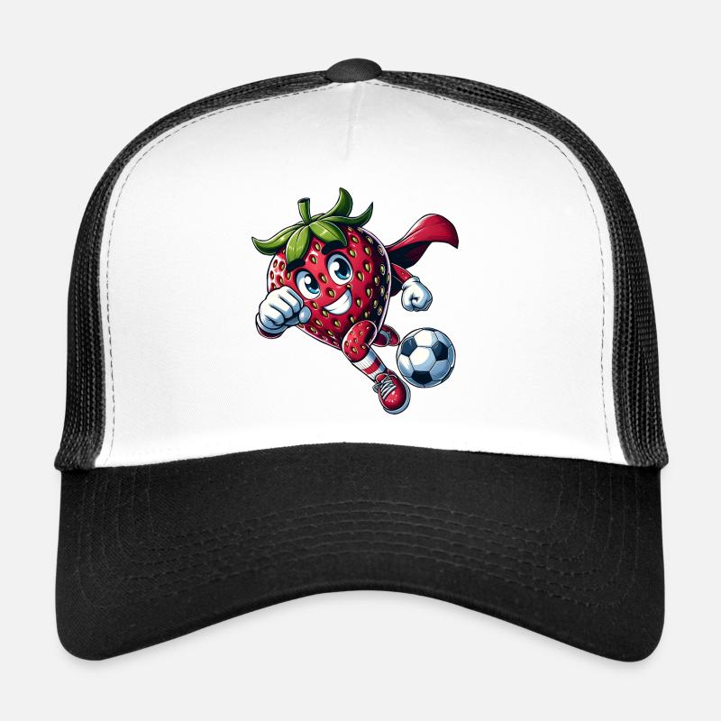 Fußball Erdbeere Superheld Kicker Comic Trucker Cap