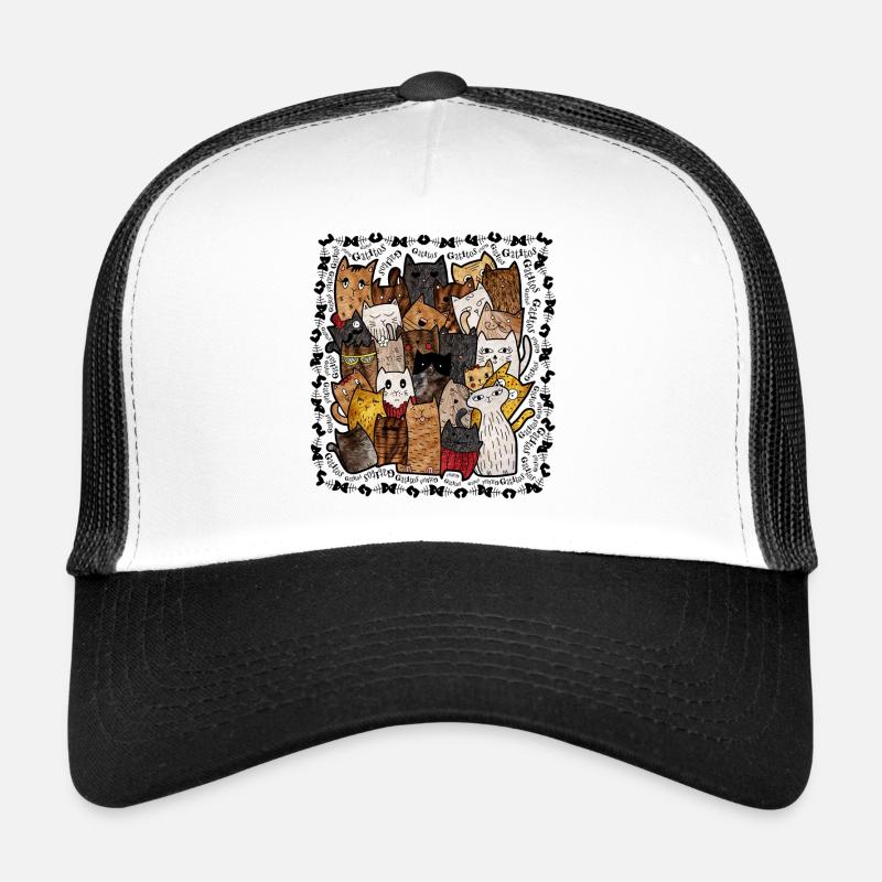 Katzen V1COLOR - Trucker Cap - Weiß/Schwarz