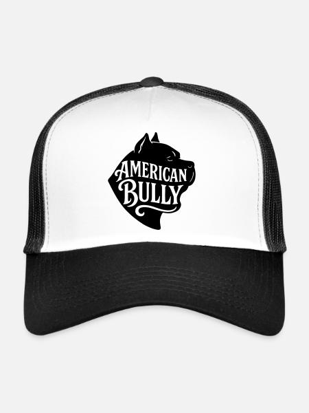 American Bully Bulldog chien français t shirt - Casquette trucker  - blanc/noir - Devant