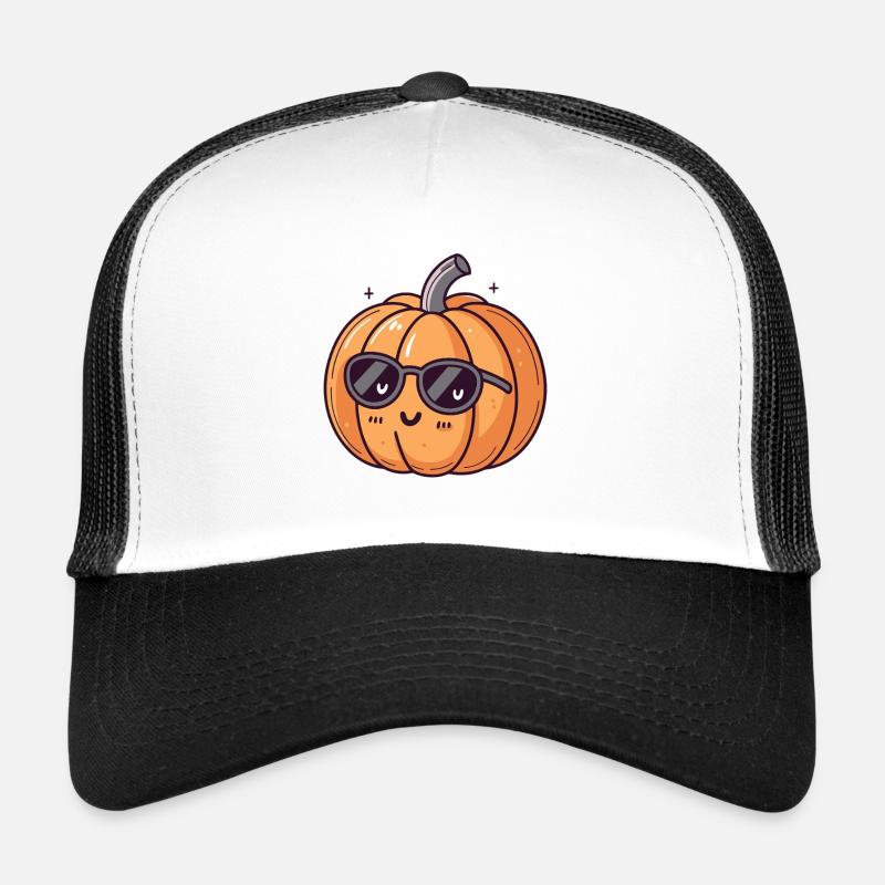 Smiling pumpkin in glasses Trucker Cap