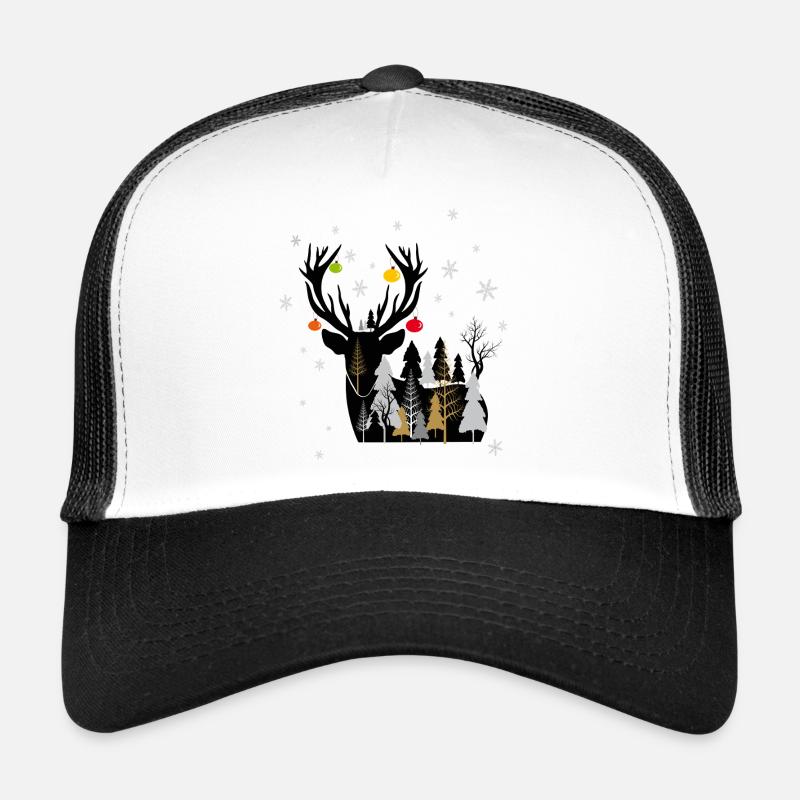 Forêt hivernale avec des rennes Casquette trucker 