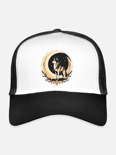 Boho Wolf - Trucker Cap - white/black - Front