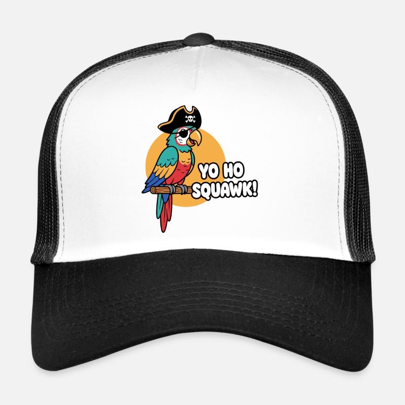 Colorful Parrot Pirate Squawk Trucker Cap