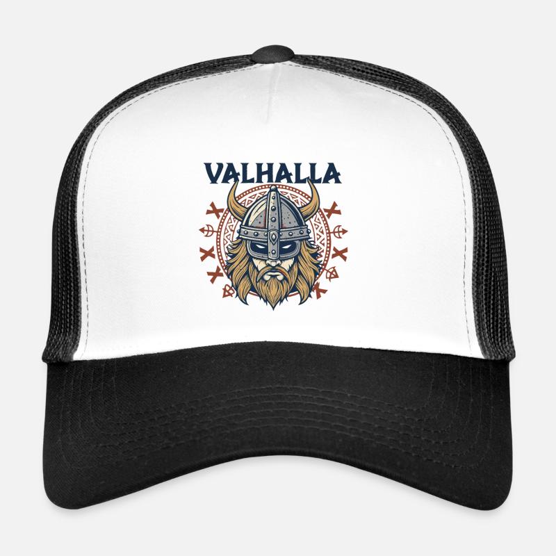 Valhalla Viking Helm Illustration Trucker Cap