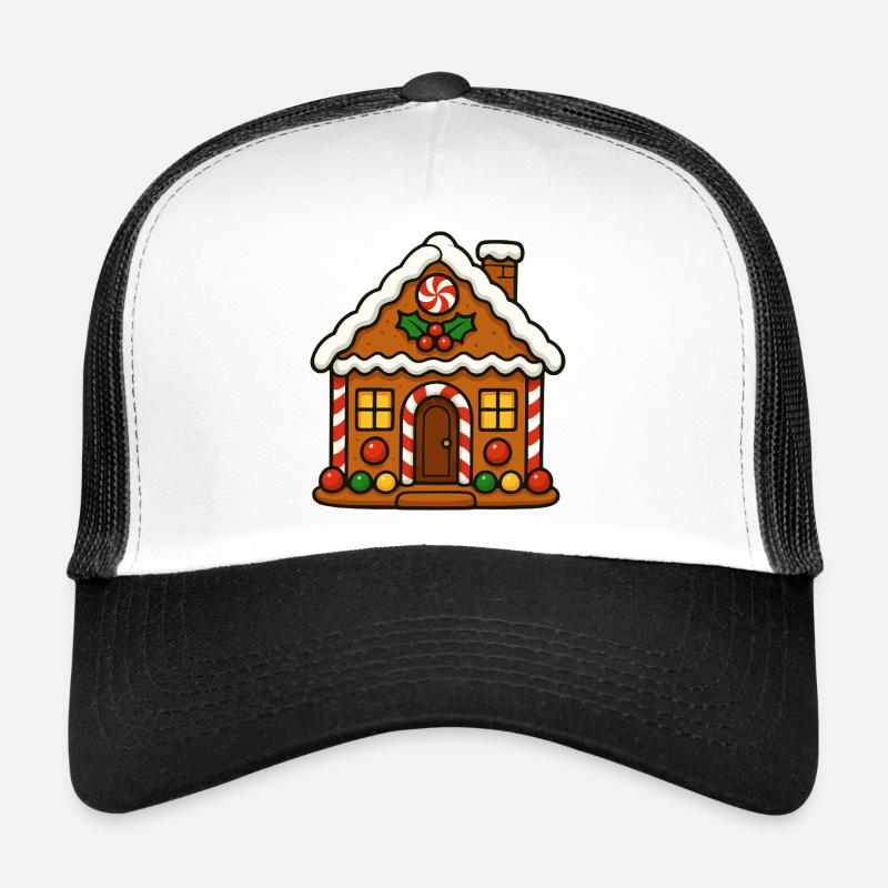 Gingerbread house with candy cane motif Trucker Cap