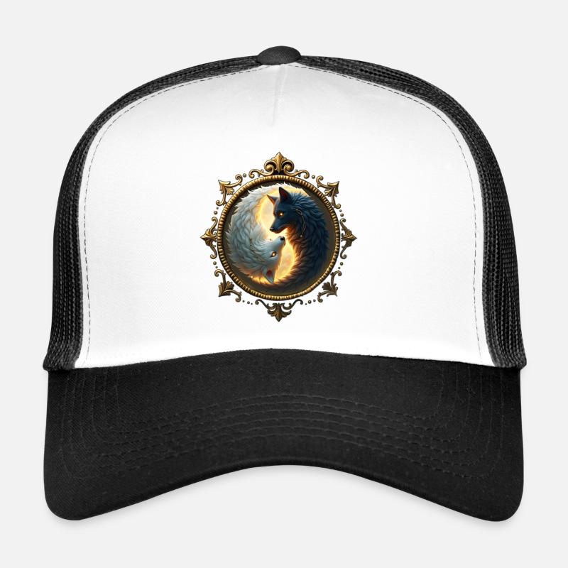 Moon wolves in circle Trucker Cap