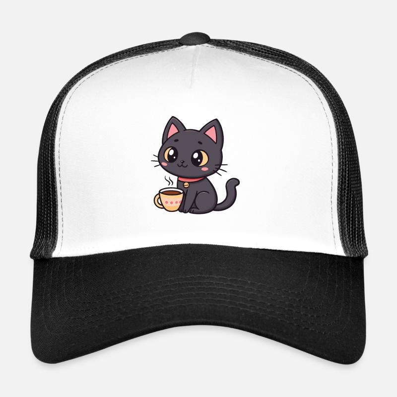 Warme schwarze Katze mit Tee Trucker Cap
