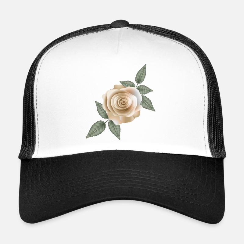 Rose délicate couleur sable avec de doux accents de feuilles Casquette trucker 