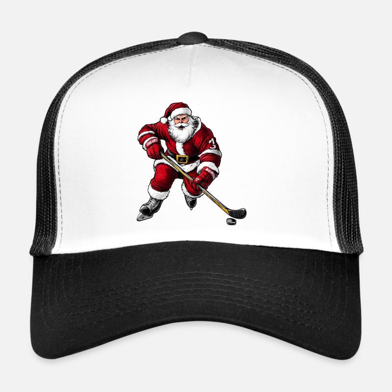 Eishockeyspieler Weihnachtsmann - Trucker Cap - Weiß/Schwarz
