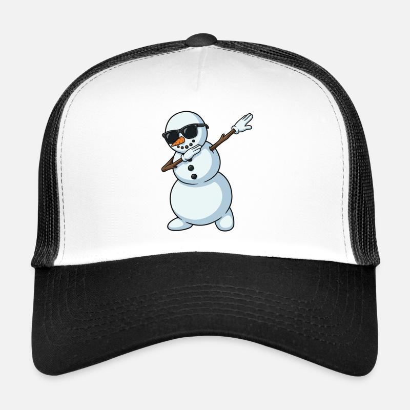 Dab Snowman Cartoon - Trucker Cap - Weiß/Schwarz