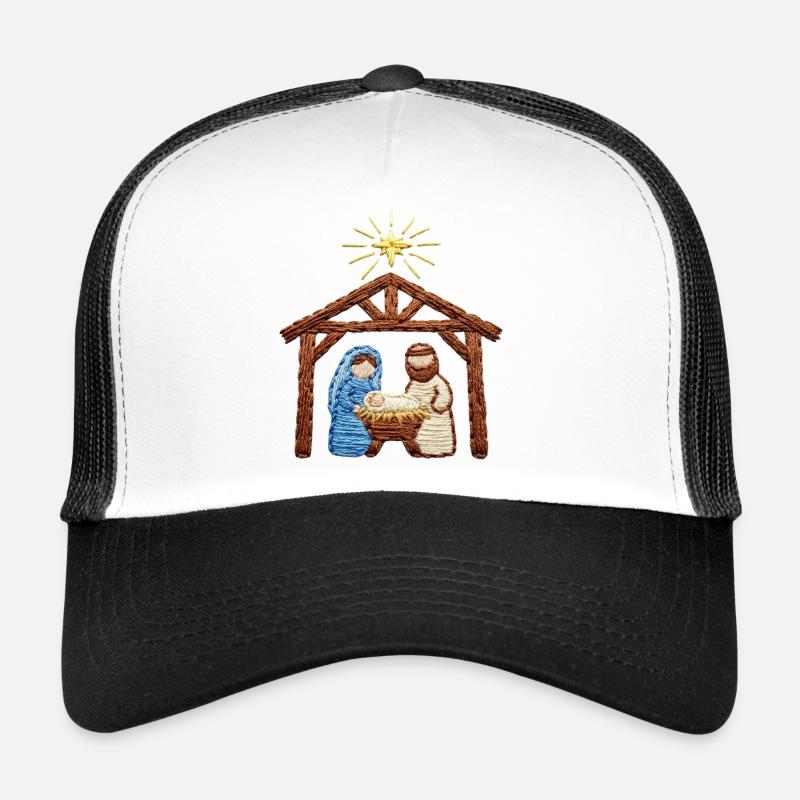 Bestickte Krippe – Weihnachtsgeschichte (gedruckt) Trucker Cap