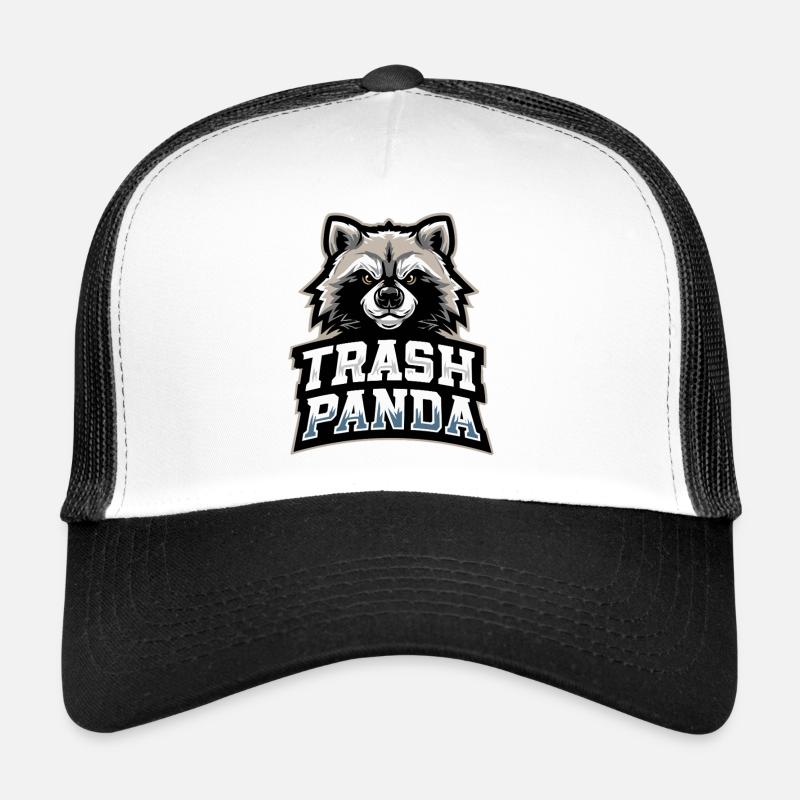 Trash Panda Waschbär Emblem - Trucker Cap - Weiß/Schwarz