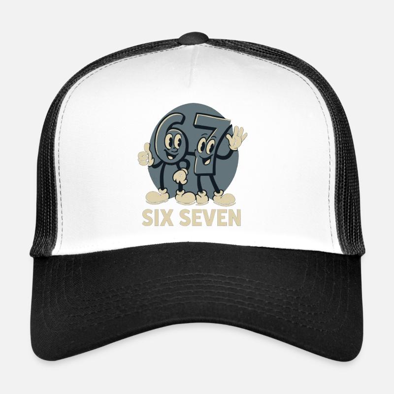 67 Six Seven 6-7 Lustig Geschenk Niedlich - Trucker Cap - Weiß/Schwarz