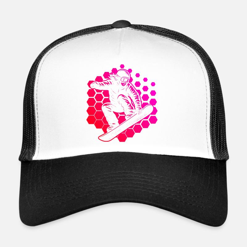 Classic snowboard motif - Trucker Cap - white/black