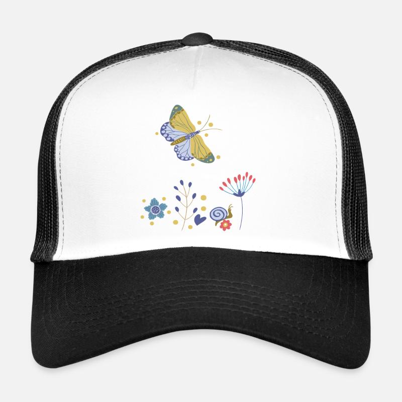 Mosaïque de Fleurs de Papillon Casquette trucker 