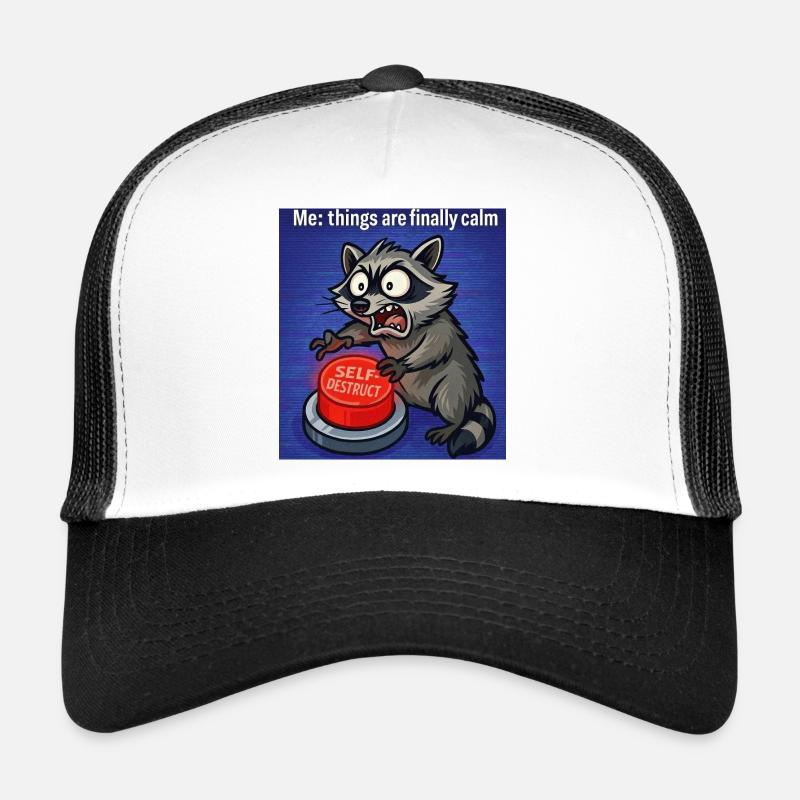 Raccoon Self-Destruct Meme Trucker Cap
