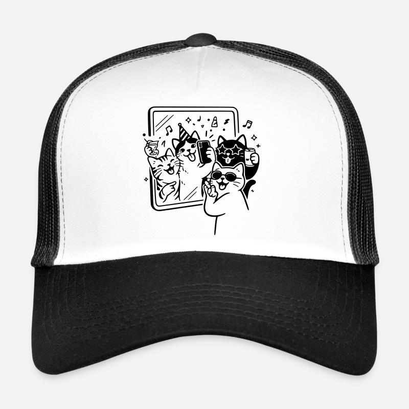 Party Cats Selfie Time mit Katzen vor dem Spiegel Trucker Cap