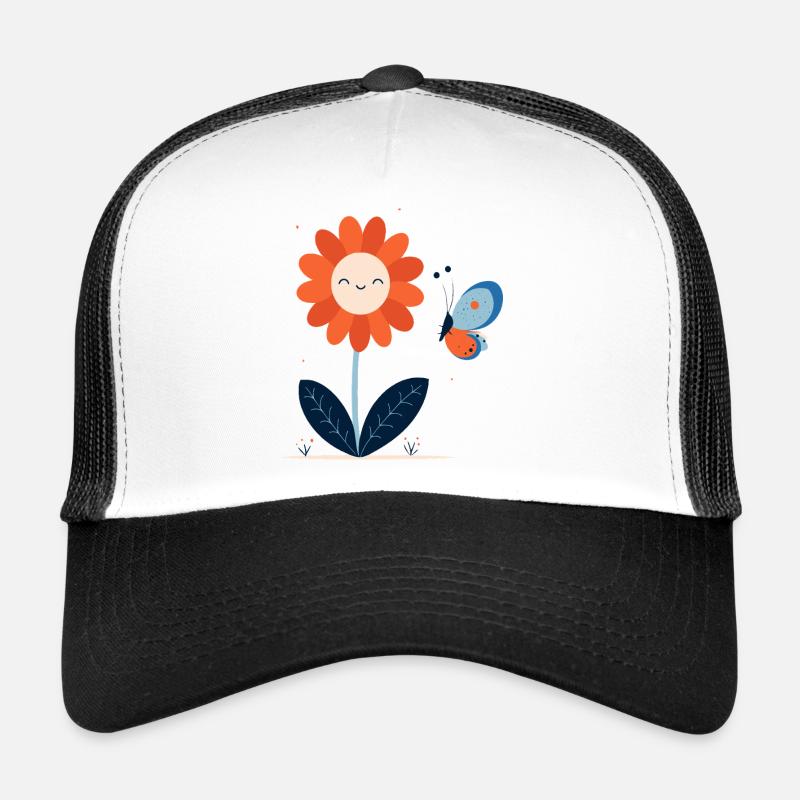 lachende Blume mit Schmetterling Trucker Cap