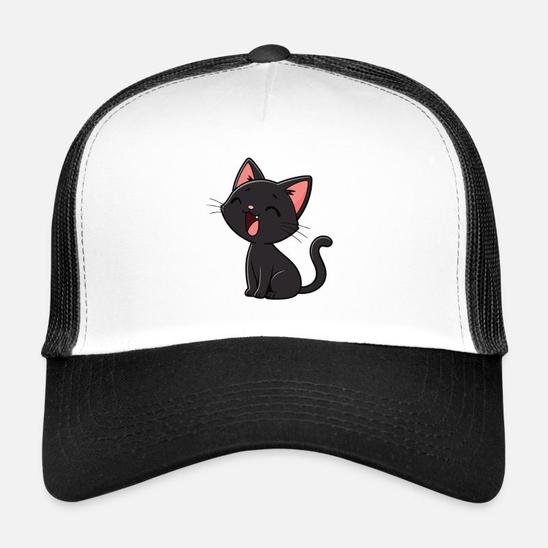 Chaton Noir Rieur Minimal Casquette trucker 