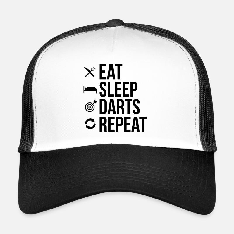 Eat_Sleep_Darts_Repeat - Trucker Cap - Weiß/Schwarz