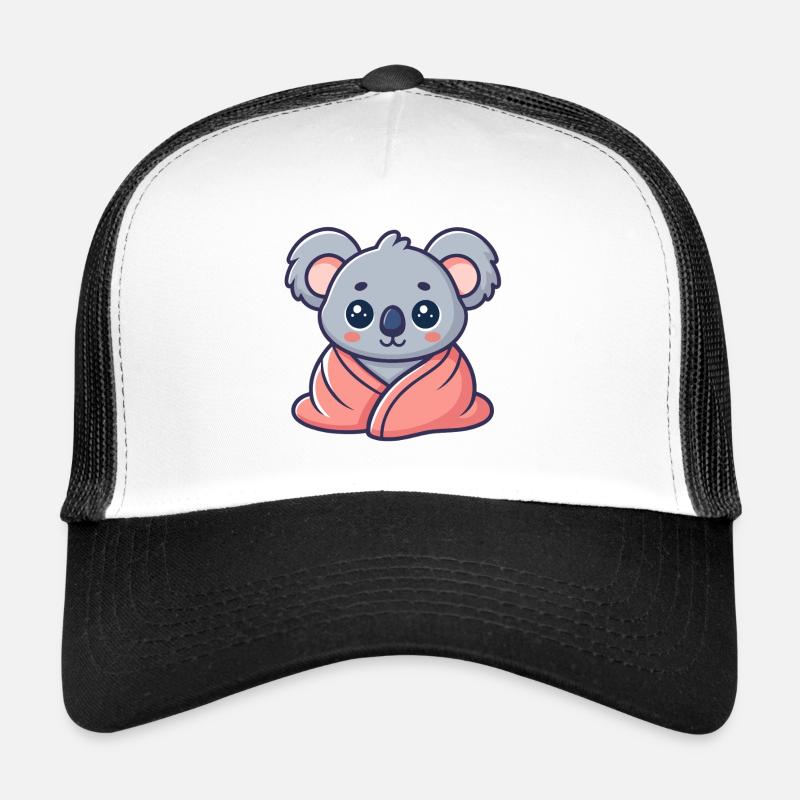 Kawaii Koala Wrapped in Pink Sheet Trucker Cap