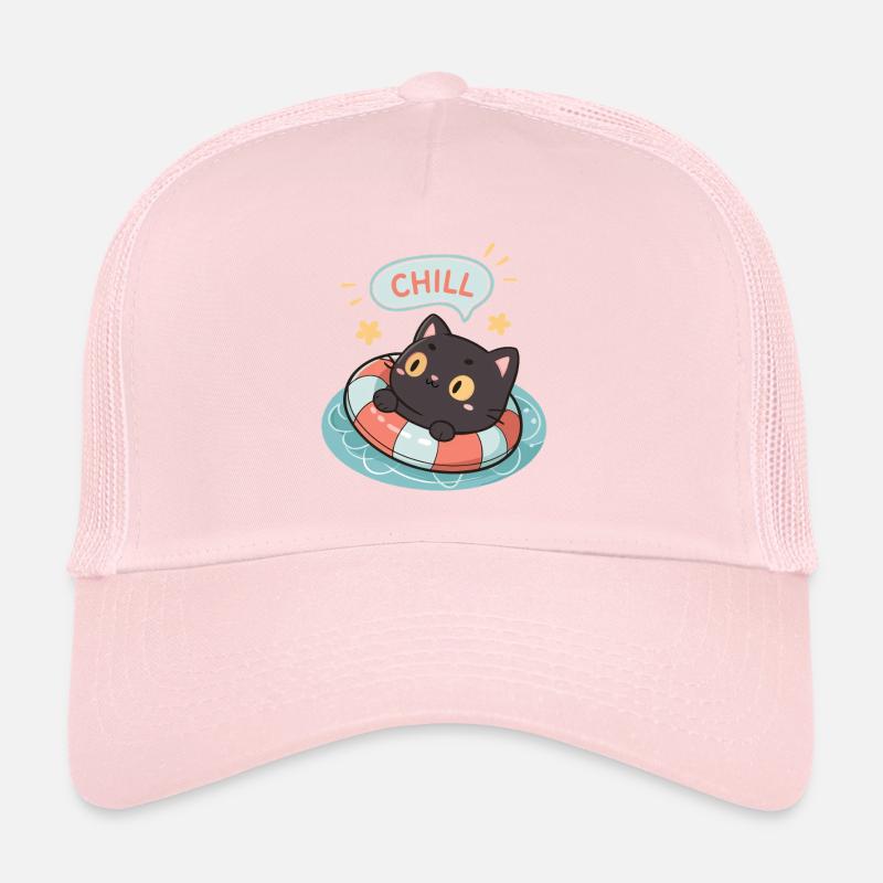 Chat zen sur bouée pastel Casquette trucker 