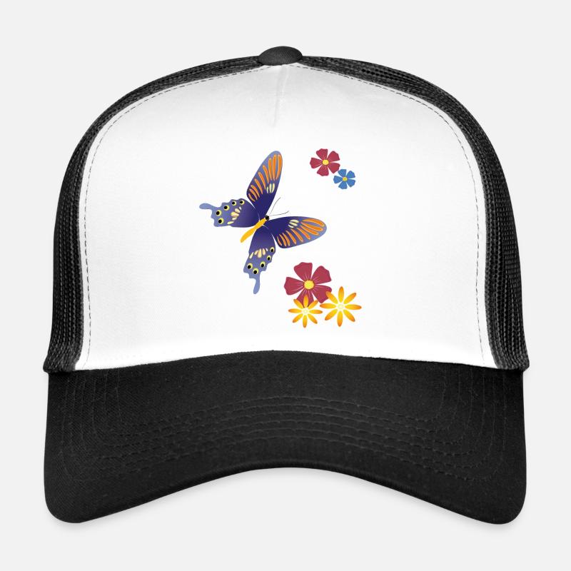 Papillon avec des fleurs Casquette trucker 