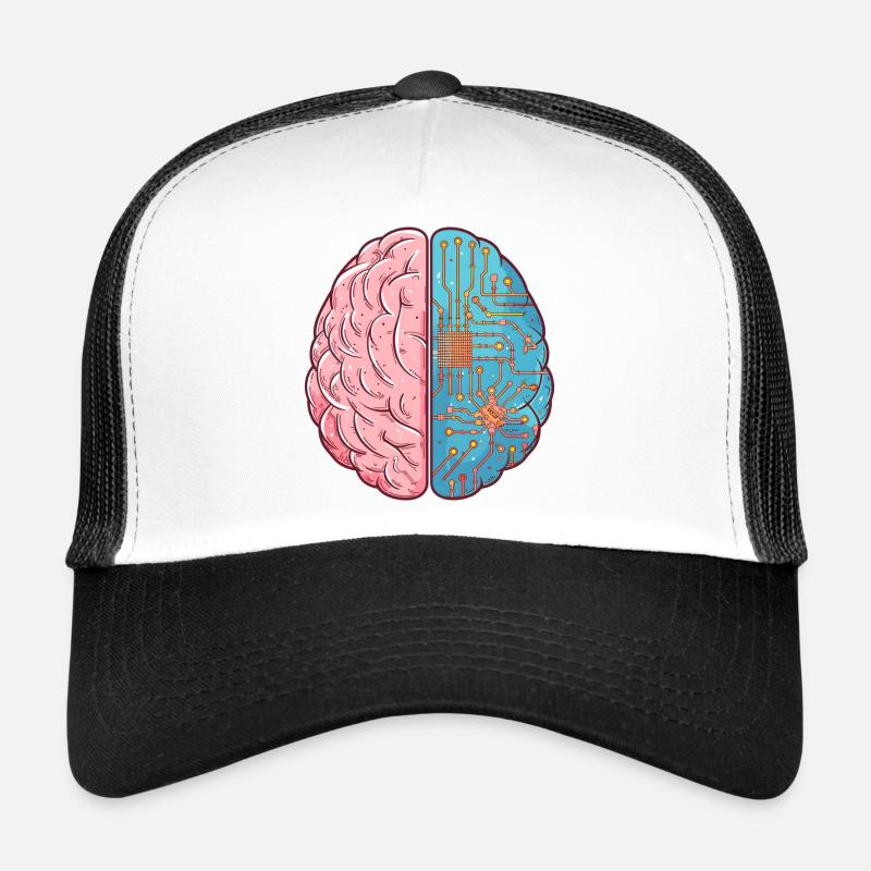 Human Intelligence meets AI – Brain Tech Design - Trucker Cap - Weiß/Schwarz