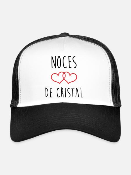 Crystal Wedding 15 Jahre Ehe - Trucker Cap - Weiß/Schwarz - Vorne