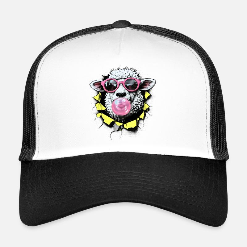 Popart Schaf – Sommer Halftone mit Sonnenbrille Trucker Cap