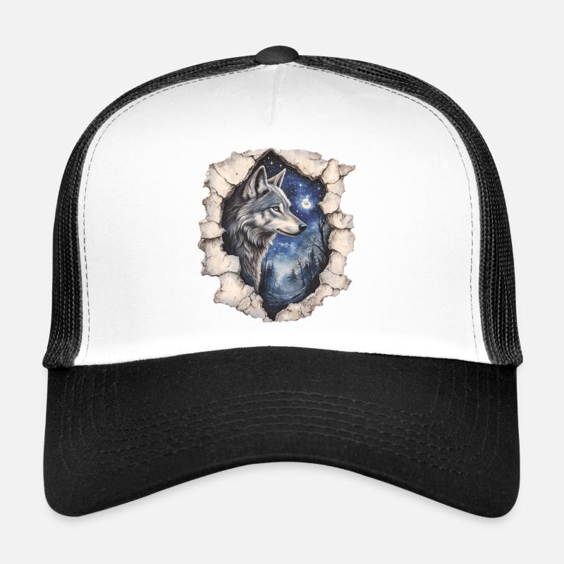 Wolf mit Sternenhimmel Trucker Cap