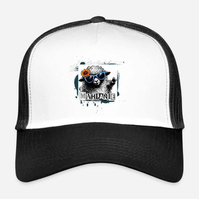 Mählanie – Graffiti pop art de mouton cool - Casquette trucker  - blanc/noir